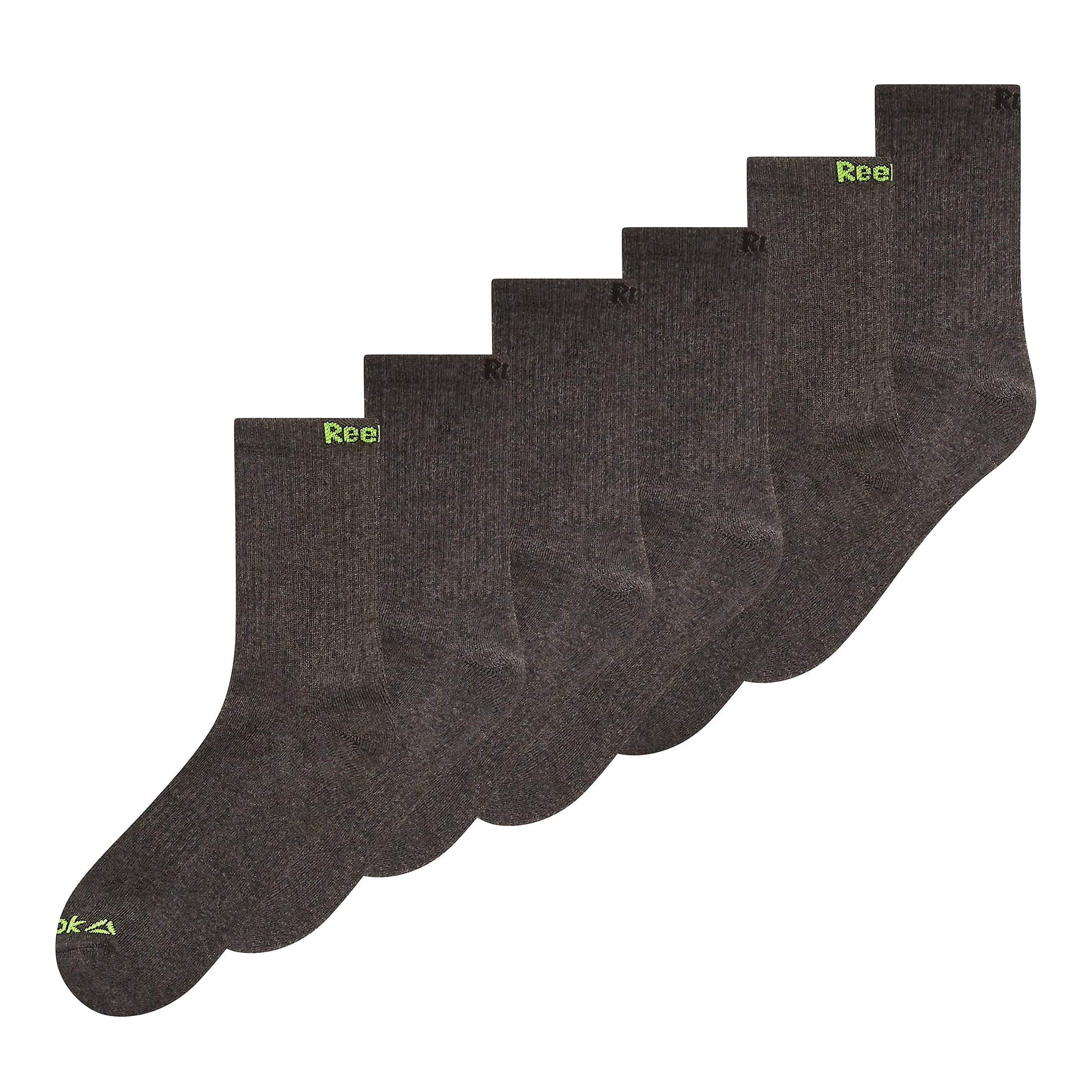 Reebok Men's Pro Series Cushion Mid Crew Socks, 6-Pack
