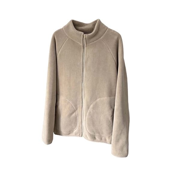 CHGBMOK Women Fleece Jacket Stand Collar Long Sleeve Full Zip Lightweight Coat Casual Loose Fit Outerwear with Pockets