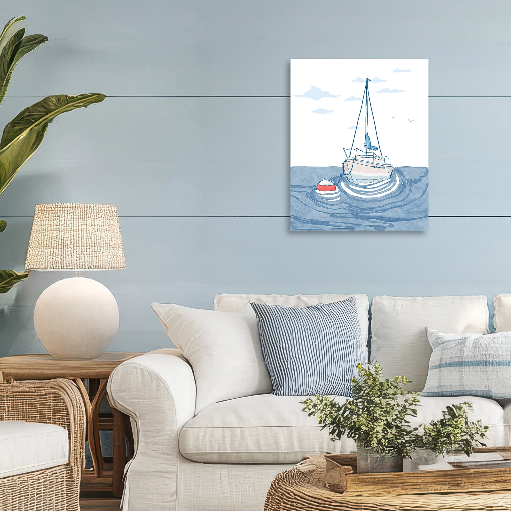 Stupell Industries Cool Tone Sailboat Floating Canvas Wall Art, design by Melissa Tilley