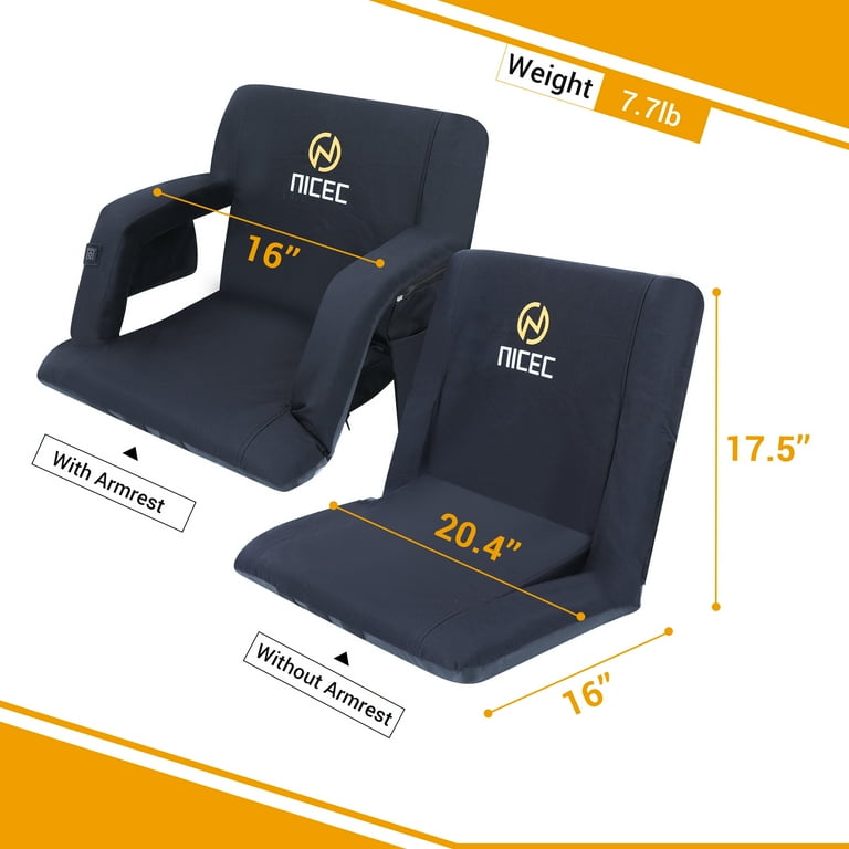 Nice C Heated Stadium Seats Bleacher Chairs 5 Reclining Positions Waterproof Cushion Upgraded Ultralight Foldable Extra Thick Padding with