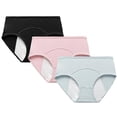 thumbnail image 1 of Menstrual Period Underwear for Women Mid Waist Cotton Postpartum Ladies Panties Briefs Girls, 3 Pack, 1 of 6