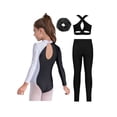 thumbnail image 3 of TTAO Gymnastics Leotard for Girls Long Sleeve Sparkly Rhinestone Ballet Dance Unitard Jumpsuit with Shorts Set White 12, 3 of 7