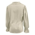 thumbnail image 5 of Tiweut Button Down Shirts for Women Elegant Satin Silk Long Puff Sleeve Lapel Solid Color Ladies Tops, 5 of 5