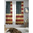 thumbnail image 5 of Retro Red Blue USA Flag Curtains 72 Inch Length, Sheer Curtains for Bedroom Living Room Window American Flag Vintage Rod Pocket Voile Drapes Kitchen Curtains Small Half Window 52"x72" 2 Panels, 5 of 7