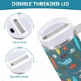 thumbnail image 3 of Yayeee 40oz Stainless Steel Tumbler with Straw and Handle Double-Wall Insulated Travel Water Bottle, Cartoon Beach Pattern, 3 of 8