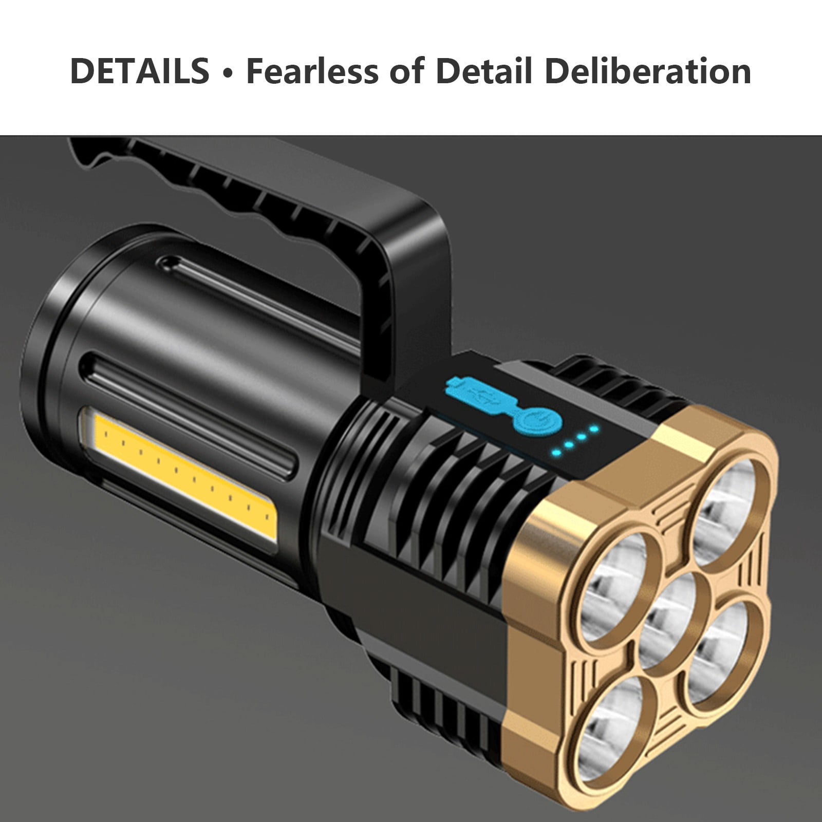 Super Bright LED Spotlight Rechargeable Flashlight Super Bright Torch Searchlight Handheld Portable LED Spotlight USB Rechargeable Flashlight for Mining,Camping,Hiking,Fishing