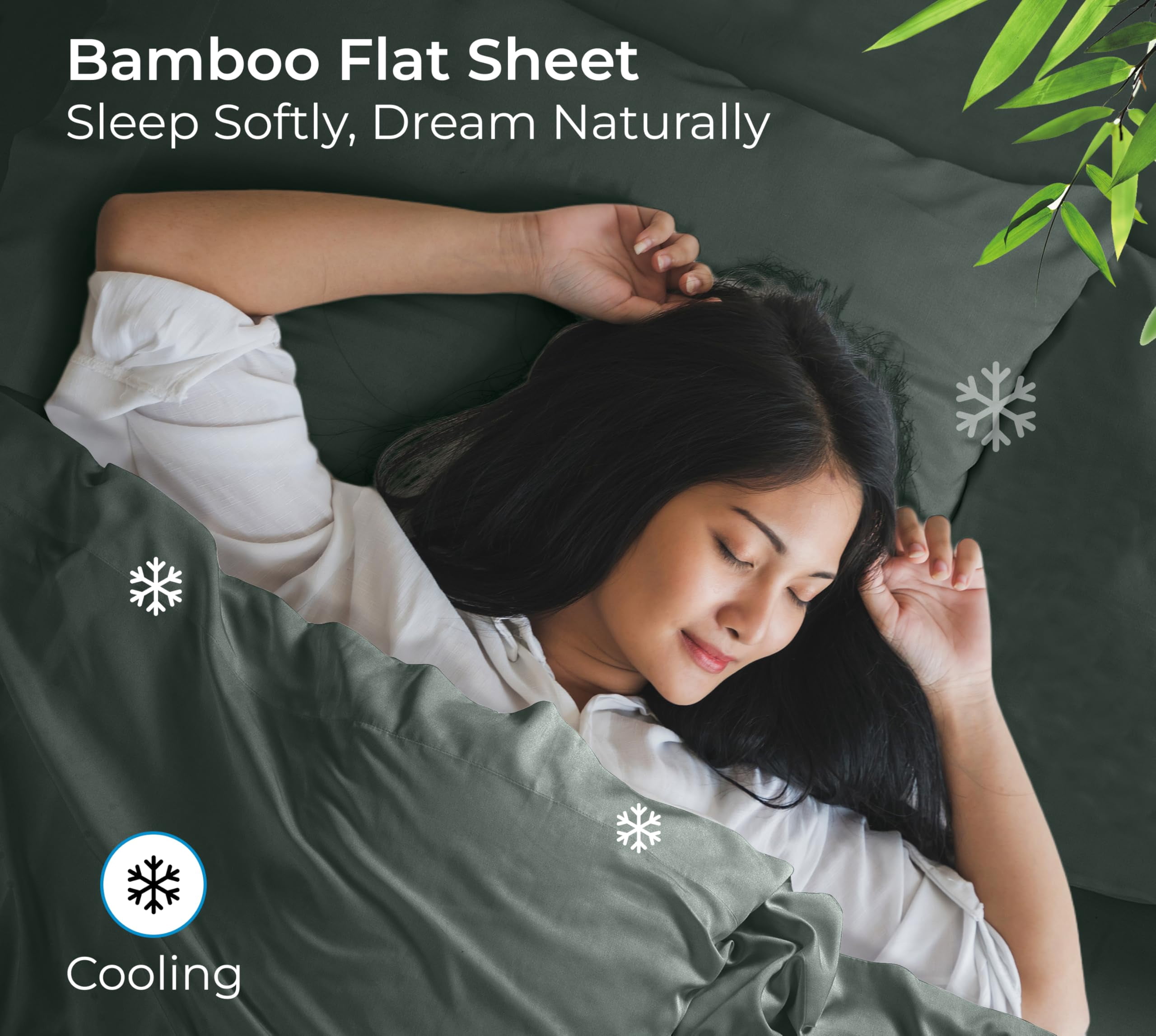 Royale Linens Bamboo Queen Flat Sheets Only - Cooling Sheets - Organic Viscose Derived from Bamboo - Queen Size Flat Sheet Only - Top Sheet - Breathable & Silky Bedding (Queen, Grey)