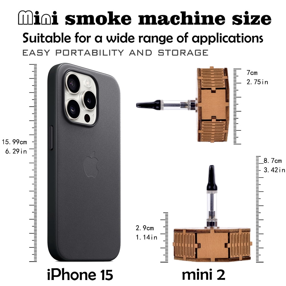 Wooden Smoke Machine Handmade Rechargeable Remote Control Mini Fog Machine Suitable for Photography Role Playing Smoke Machine Commercial Photography Outdoor Activities Party