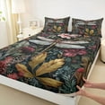 thumbnail image 3 of Feelyou Jungle Dragonfly Child Bed Sheets, Rustic Leaf Plant King Sheets, Bohemian Rustic Theme Sheet Set, Ultra Soft Bedroom Decor, 4 Pieces, 3 of 7
