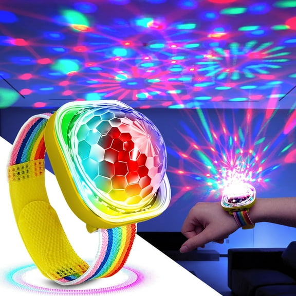 DAYBETTER Mini Disco Ball Light,Yellow Voice Control LED Portable Bracelet Strobe Disco Light for Kids, Adults, Birthday Gift, Christmas