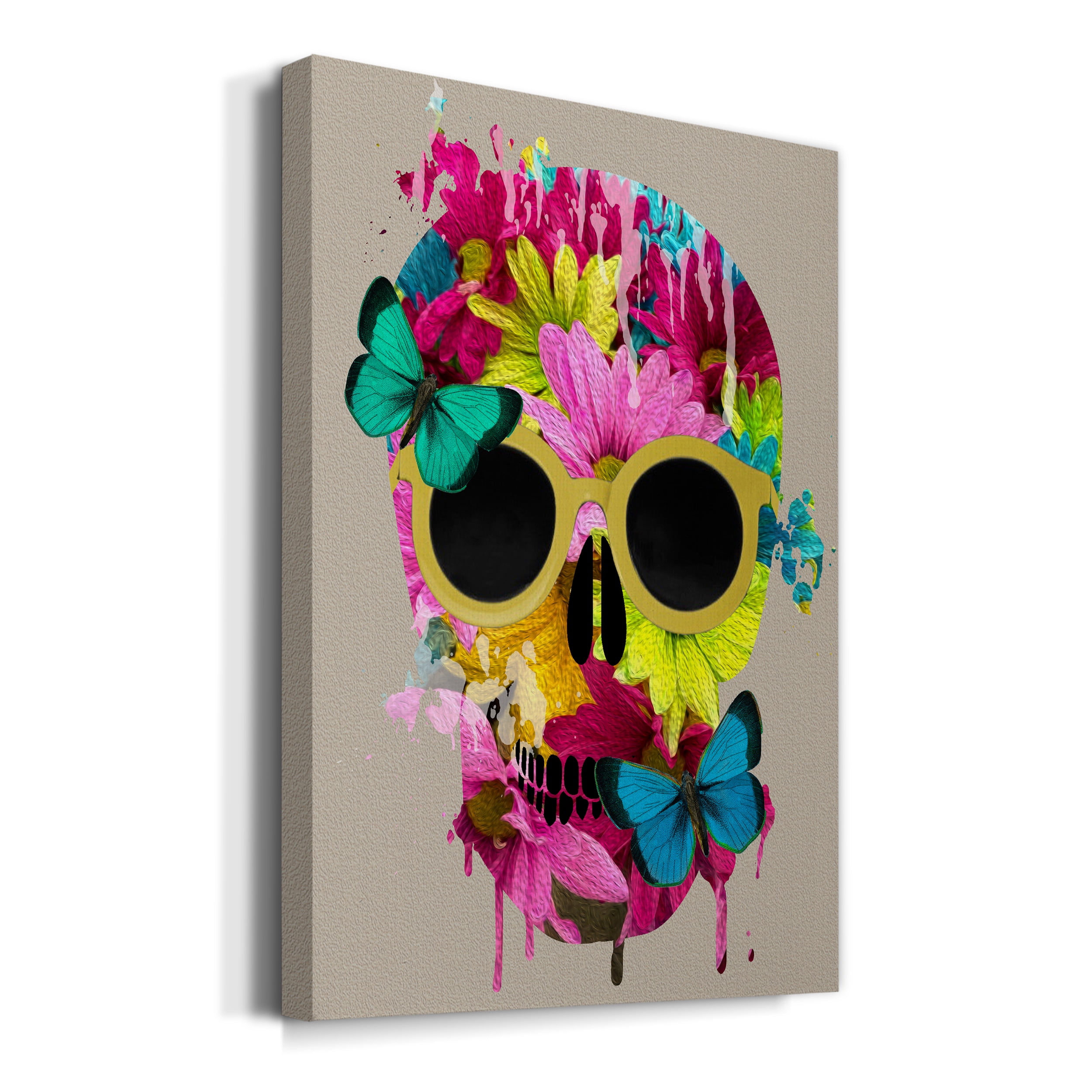 Floral Skull Premium Gallery Wrapped Canvas - Ready to Hang - 32 x 48