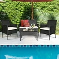 thumbnail image 3 of HAPPYGRILL 8 Pieces Patio Furniture Set Rattan Wicker Conversation Set with Tempered Glass Top Table, Outdoor Wicker Sofa Set with Removable Cushions for Poolside Garden Backyard, 3 of 18