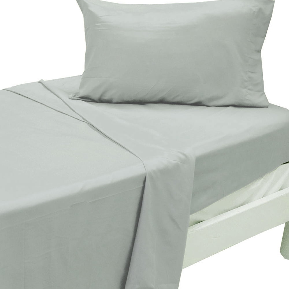 3pc Light Grey Twin XL Bed Sheet Set Solid Color Bedding Accessories