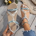 thumbnail image 6 of IUJSOY Womens Sandals Open Toe Braided Flats Slingback Sandals Casual Boho Beach Dress Shoes, 6 of 8