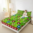 thumbnail image 4 of Homewish Cartoon Football Player Full Size Sheets for Boys, Cartoon Soccer Sports Bed Sheets, Honeycomb Stripes Sheet Sets, Microfiber Bedroom Decor, 4pcs, 4 of 7