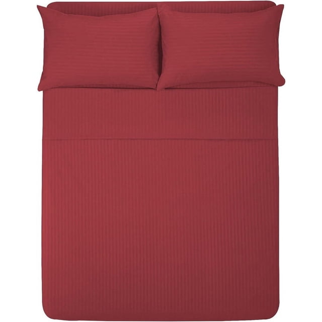 Sábana Individual 1800 Hilos Microfibra Grabada Ultra Suave MELOCOTTON HOGAR Rojo