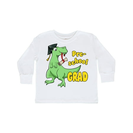 

Inktastic Green Dinosaur Pre-School Grad with cap and diploma Gift Toddler Boy or Toddler Girl Long Sleeve T-Shirt