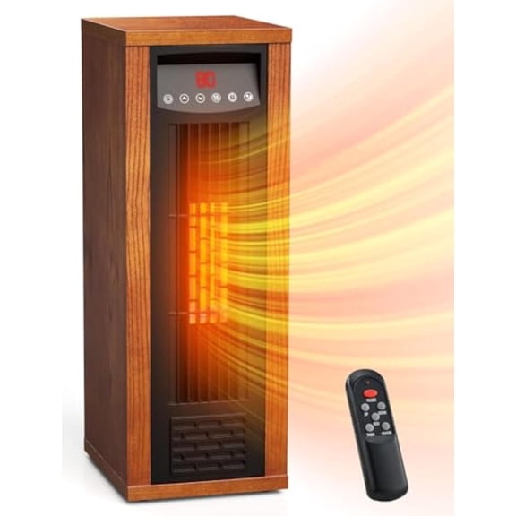 Ecotronic 1500W Tower Heater with Thermostat, Remote, 3 Modes, 12H Timer, Tip-over & Overheat Protection, Child Lock for Indoor Use