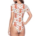 thumbnail image 4 of The Xecao Squirrel And Maple Leaf Women's Crew Neck Body Suit, a short-sleeved bodysuit and basic swimsuit, both comfort and style for dating and daily life, 4 of 9