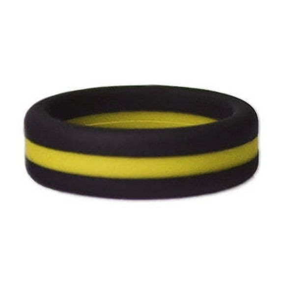 Black and Yellow Stripe Silicone Ring Size 11 by Lifebeats