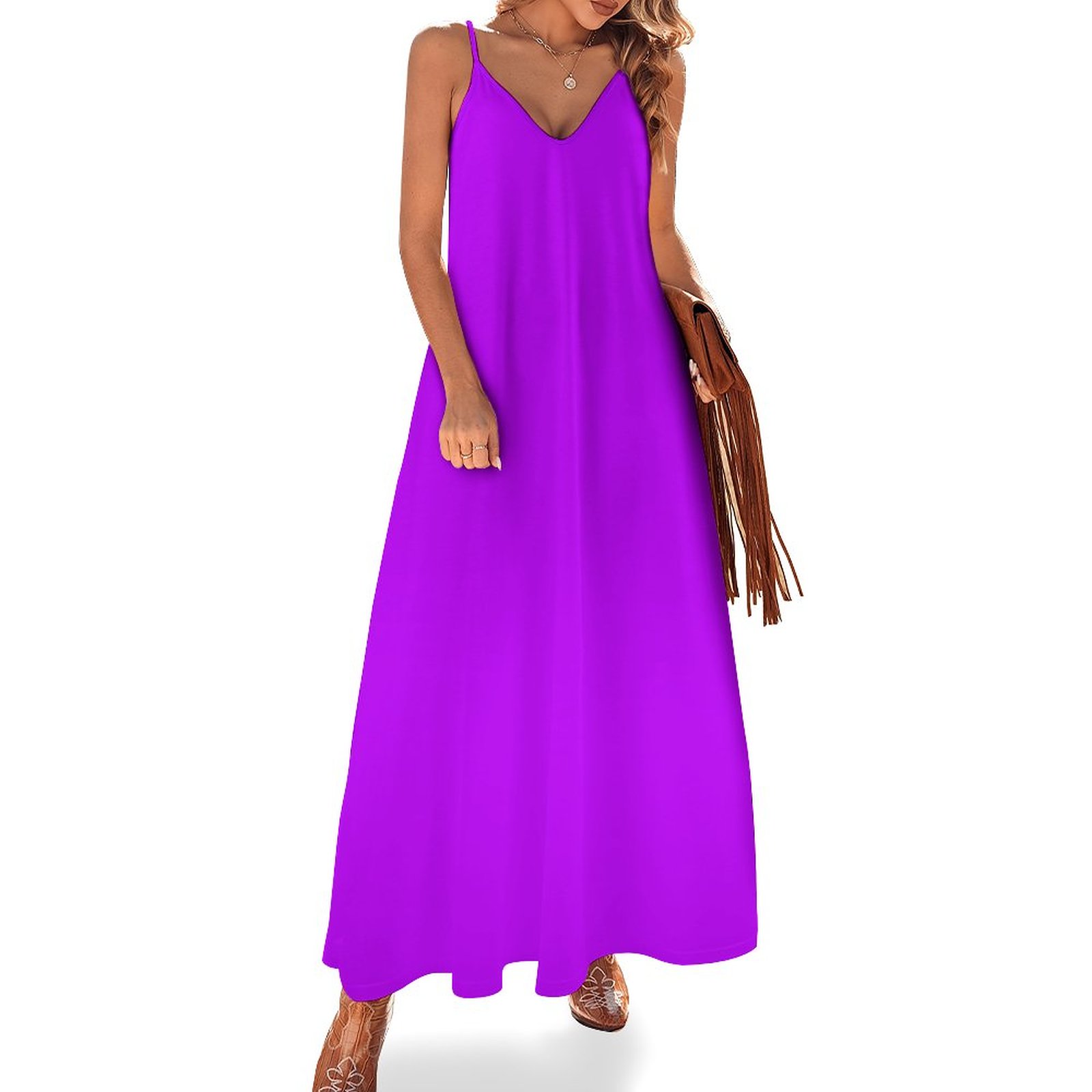 Solid Colour Electric Purple Neon purple 2 Sleeveless Dress cute dress long sleeve dress african dresses for woman Walmart