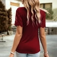 thumbnail image 5 of Wycnly Womens Tops Dressy Casual Going out Sexy Lace Patchwork Basic Fit Lightweight Tunic Tees Shirts Summer Short Sleeve Crewneck Tops Solid Blouse Wine s, 5 of 5