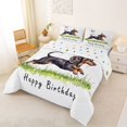 thumbnail image 2 of Homewish Cute Dachshund Dog Queen Comforter Set,Happy Birthday Print Comforter Sets Queen,White,Polkadot Reversible,3pcs,1 Comforter and 2 Pillowcases, 2 of 7