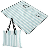 Extra Large Picnic Beach Blanket Waterproof Sand Proof Portable Outdoor Mat Water Blue and White Stripes 60x80
