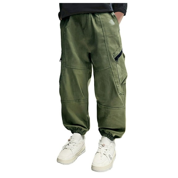 Boys Athletic Pants Boys Clothes Size 14-16 Youth Boys' Stretch Chino Pants Boys Cargo Joggers Pants Elastic Waist Casual Jogging Trousers Bottom for Kids AG 10-12 Years