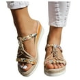 thumbnail image 1 of Womens Boho Beach Slides Sandals Summer Bohemian Braided Platform Wedge Slingback Dress Sandals, 1 of 6
