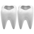 thumbnail image 1 of Shisuyan 2Pcs Tooth Shaped Ceramic Succulent Cactus Flower Pot Home Tabletop Decoration, 1 of 9