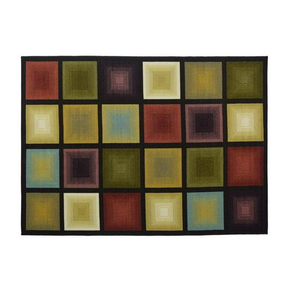 Madison Industries OPT-59X83 Optic Squares Room Sized Rectangle Rug - Brown