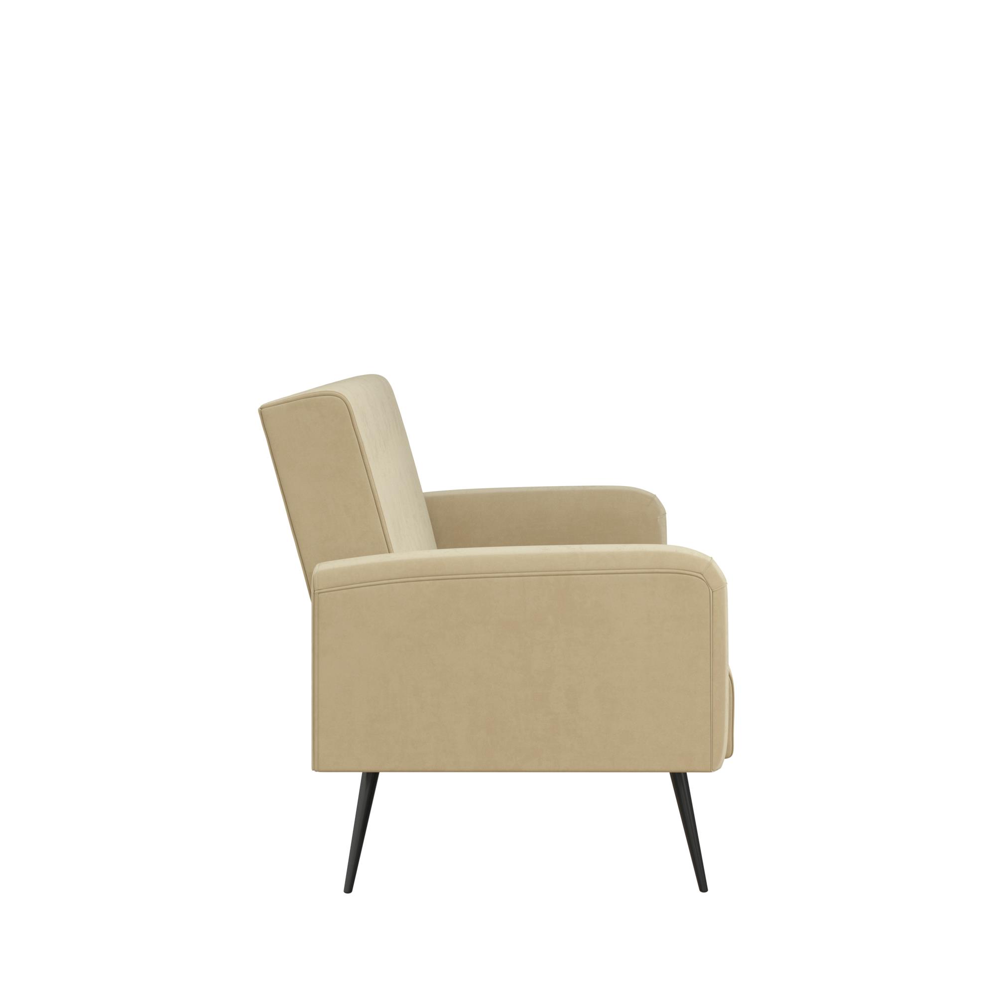 Z by Novogratz Stevie Futon, Convertible Sofa Bed Couch, Ivory Velvet