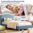 thumbnail image 3 of Forrado para niños pequeños tamaño individual cama con scallop cabecero - solid wood slats support, no necesita colchón base, blue - ideal para para para niños' y girls' bedrooms, 3 of 6