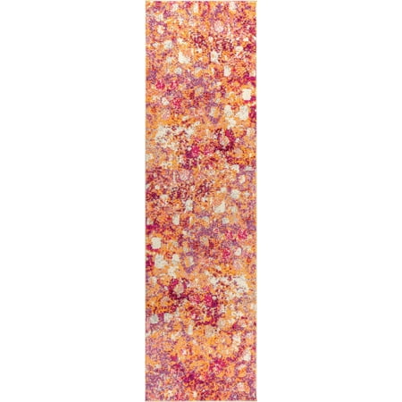 Photo 1 of 2'x8' Runner Loomed Camouflage Runner Pink - JONATHAN Y