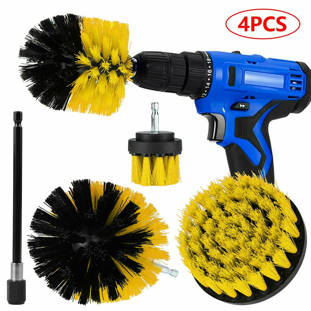 4Pcs Car Wheel Tire Rim Scrub Cleaning Brush Drill Kit Wash washing