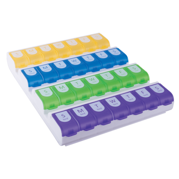Ezy Dose Easy Fill Weekly (7Day) Pill Organizer, 4 Times a Day Pill Planner, Large Compartments