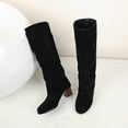 thumbnail image 5 of Fesfesfes Fuzzy Boots for Women Winter Thick High Heel Pointed Sleeve High Tube Suede In Solid Color US:6(37), 5 of 9