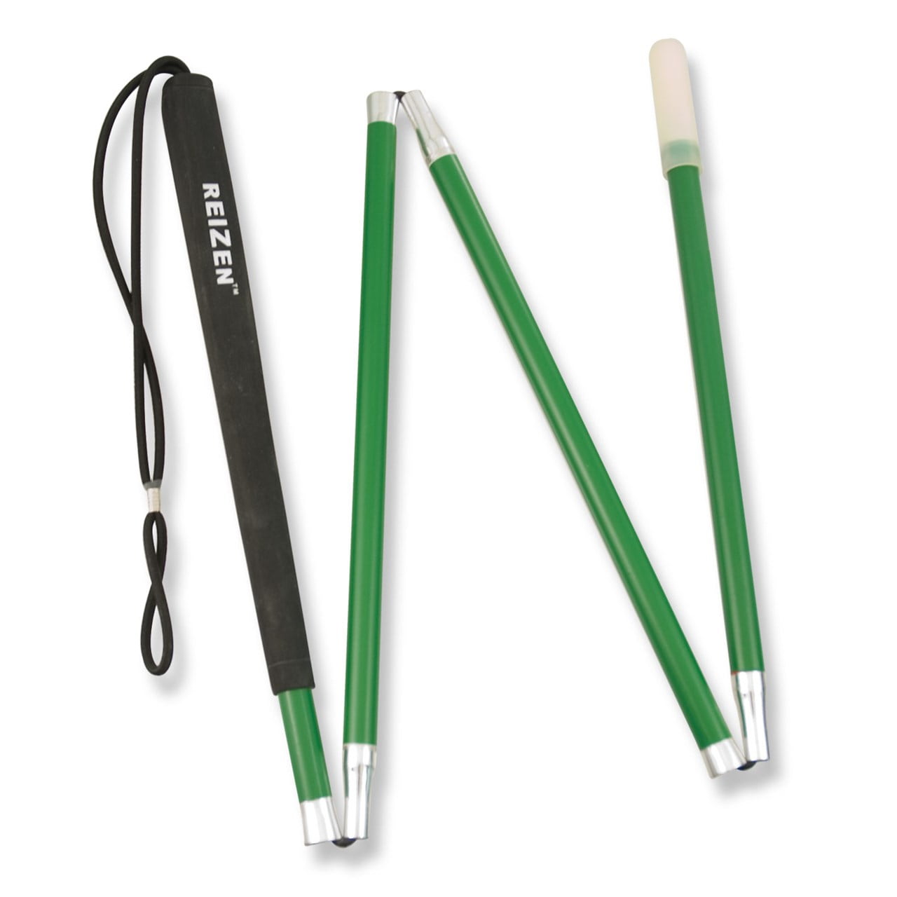 Reizen 4section Low Vision Aluminum Folding Green Cane 46in.