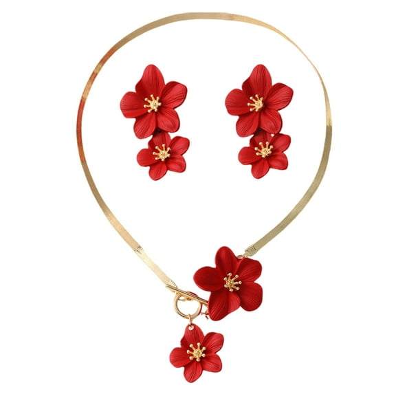 Beautiful Flower Jewelry Set with Earrings Necklace for Fashion Enthusiasts