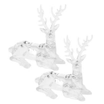 UPOUART 2Pcs Acrylic Reindeer Statue Clear Transparent Christmas Deer Figurines for Tabletop Holiday Decor