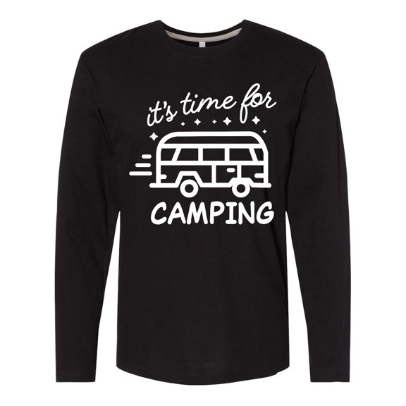 Inktastic It's Time For Camping with Camper Long Sleeve T-Shirt