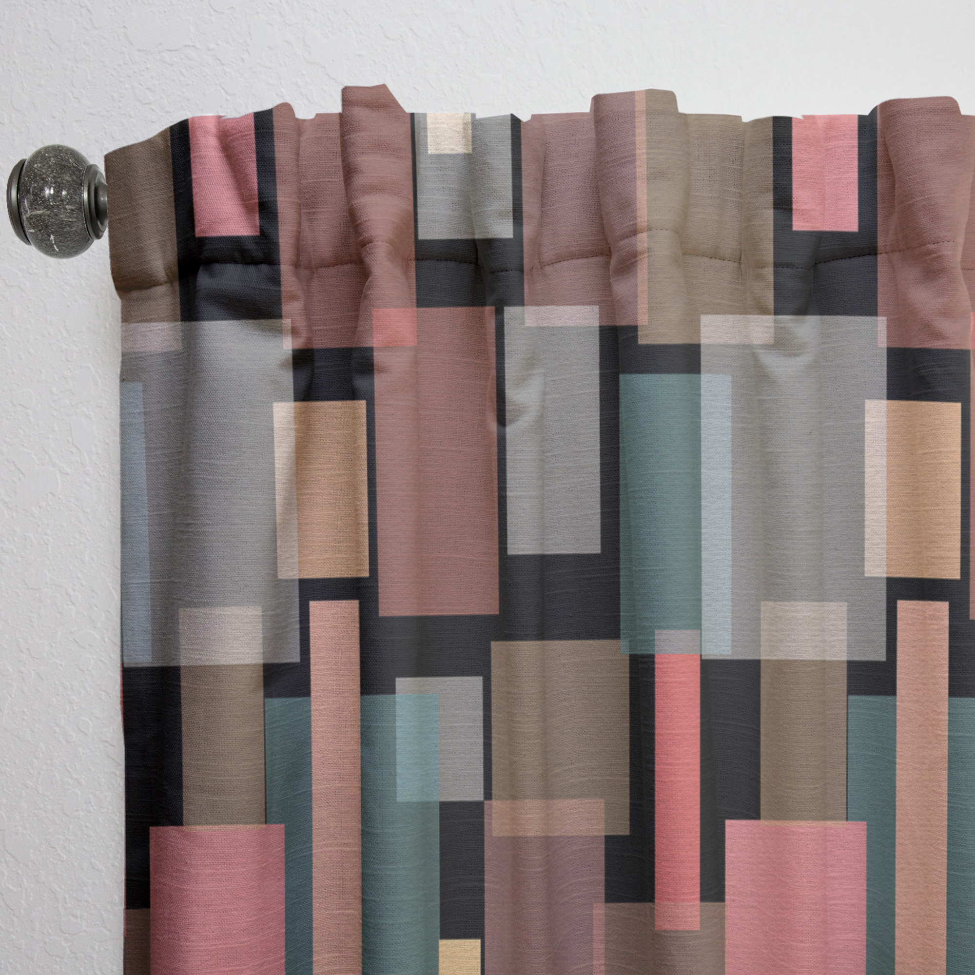 Designart 'Square Retro Design II' Mid-Century Modern Curtain Panel