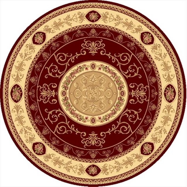 Rugs America 20957 5 ft. 3 in. New Vision French Aubusson Cherry Round Area Rug