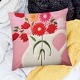 thumbnail image 2 of BANET Pink Embroidered Throw Pillow Covers, Farmhouse Decorative Square Accent Cushion Covers, Lumbar Pillow for Outdoor Car Home Decor Art 18x18in, 2 of 5