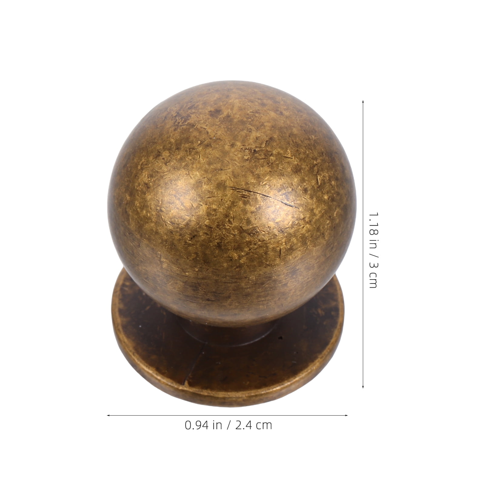 BEADCEST 10Pcs Brass Finish Vintage Kitchen Cabinet Knobs Solid Metal Round Drawer Pulls