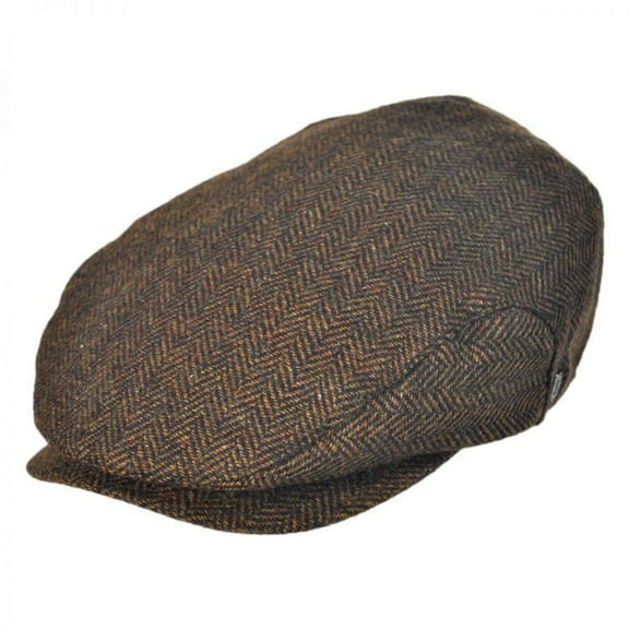 Square Bill Herringbone Wool Ivy Cap - S - Brown