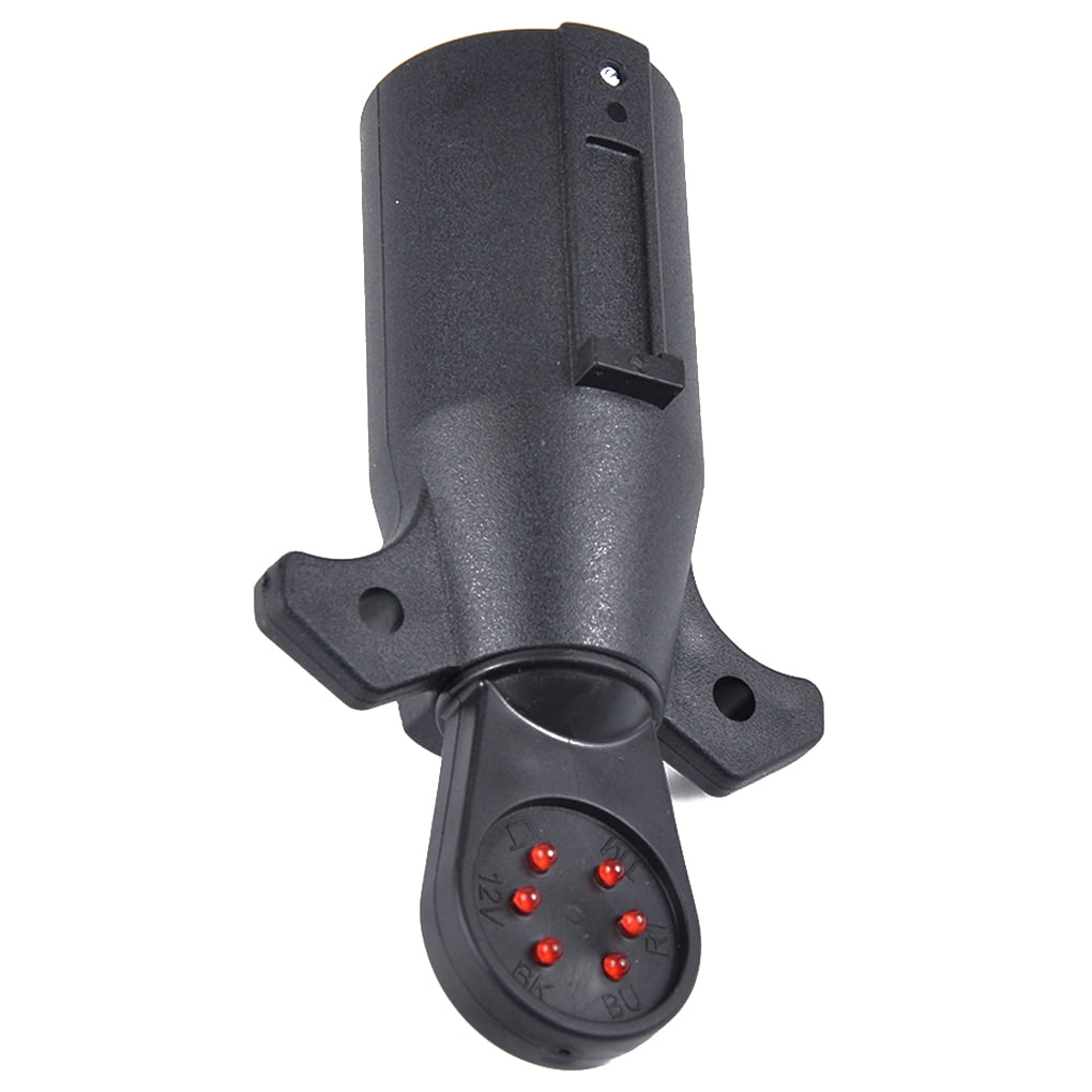 7 Way Round RV Trailer Light Connector Adapter Plug + Socket Boat Black