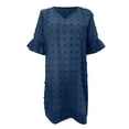 thumbnail image 4 of YUHAOTIN Female Hot Women's Summer Short Sleeve V Neck Mini Dress Chiffon Polka Dot Flowy Short Dress Casual Dresses for Women Fall 2024 Long Sleeve Dress for Women Black Dress, 4 of 5