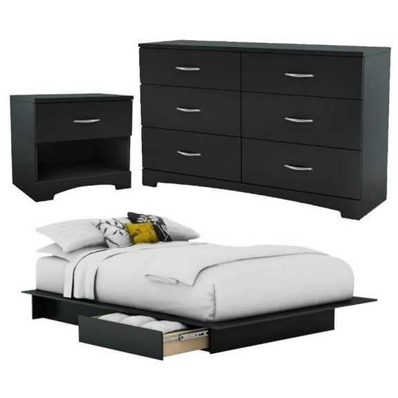 Pemberly Row 3-Piece Set with Queen Storage Bed Nightstand and Double Dresser